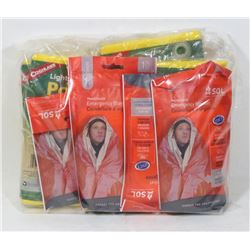 BAG OF EMERGENCY BLANKETS AND MORE.