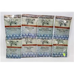 8 ASSORTED PACKS OF PATRIOT PANTRY EMERGENCY FOOD
