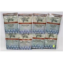 8 ASSORTED PACKS OF PATRIOT PANTRY EMERGENCY FOOD