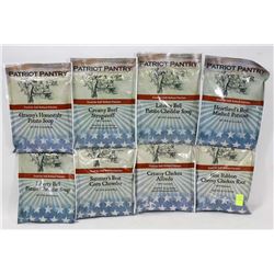 8 ASSORTED PACKS OF PATRIOT PANTRY EMERGENCY FOOD
