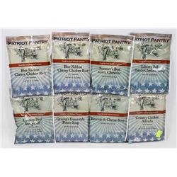 8 ASSORTED PACKS OF PATRIOT PANTRY EMERGENCY FOOD