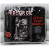 Image 1 : NEW! "RIDE OR DIE" LUXURY PLUSH BLANKET (QUEEN)