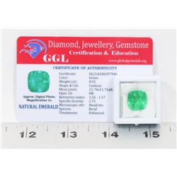 #1-NATURAL GREEN EMERALD GEMSTONE 8.92CT