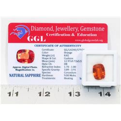 #6- NATURAL ORANGE SAPPHIRE GEMSTONE  8.82CT