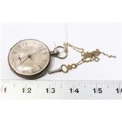 VINTAGE SILVER PLATE KEY WIND POCKET WATCH