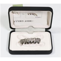 BEST GRILLZ SILVER TONE BLING TEETH GRILLS.