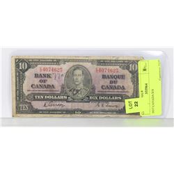 1937 CANADA $10 BANKNOTE