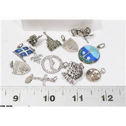 ONE DOZEN STERLING SILVER CHARMS