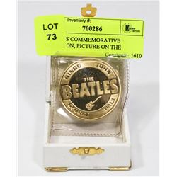 BEATLES COMMEMORATIVE MEDALLION, PICTURE ON THE