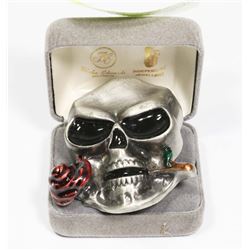 ENAMEL SKULL BELT BUCKLE.