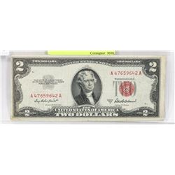 1953 USA RED SEAL $2 BILL
