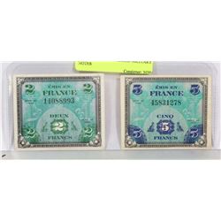 1944 - 2 & 5 FRANCE ALLIED MILITARY NOTES