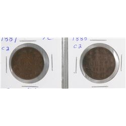 LOT OF 2 CANADA LARGE PENNIES, 1887, 1888