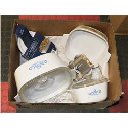 LOT OF CORNING WARE, NEW AND USED