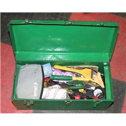 GREEN TOOL BOX WITH CONTENTS