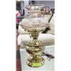 Image 1 : DECORATIVE GLASS SHADE BRASS LAMP.