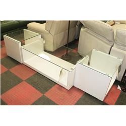 GLOSS WHITE & GLASS 3PC COFFEE TABLE SET