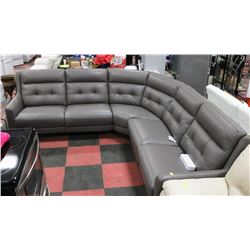 NEW GREY GENUINE LEATHER ELECTRIC RECLINING