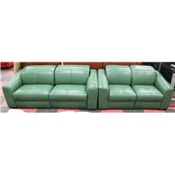 NEW GREEN GENUINE LEATHER ELECTRIC RECLINING