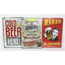 LOT OF 3 MANCAVE TIN SIGNS JACK DANIELS WHISKEY,