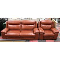 NEW BROWN GENUINE LEATHER ELECTRIC RECLINING