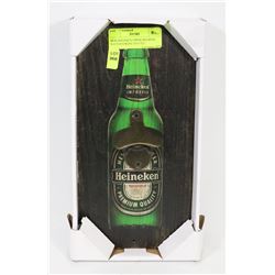 NEW HEINEKEN IMPORTED BEER WOOD HANGING BOTTLE