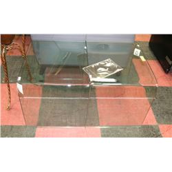 PAIR OF ALL GLASS END TABLES