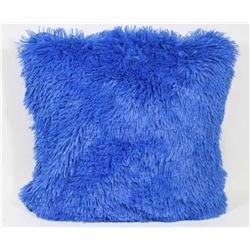 NEW VIBRANT BLUE FUZZY APPROX 18”X18” CUSHION TIMES 2