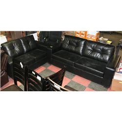 NEW 1420 BLACK LEATHERETTE 84" SOFA & 62" LOVESEAT
