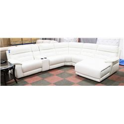 NEW LARGE WHITE GENUINE LEATHER ELECTRIC RECLINING