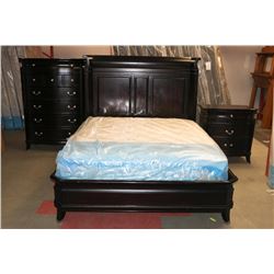 QUEEN BED FRAME WITH HEABOARD, 6 DRAWER DRESSER