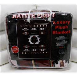 NEW! "NATIVE PRINT" LUXURY PLUSH BLANKET (QUEEN)