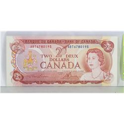 1974 CANADIAN $2.00 BANKNOTE.