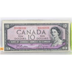 1954 CANADIAN $10.00 BANKNOTE.