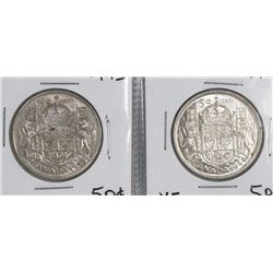 1944 & 1943 CANADIAN SILVER 50 CENT COINS.