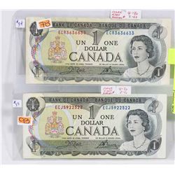 LOT OF 2 CANADIAN 1973 POKER HAND SERIAL ONE