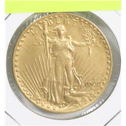 REPLICA 1909 US $20 GOLD PLATED COIN.