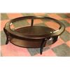 Image 1 : WOOD AND GLASS OVAL COFFEE TABLE - AS IS