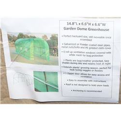 DOME GREENHOUSE 15FT L X 6.6FTW X 6.7" HIGH