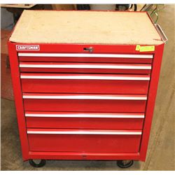 60) RED 6 DRAWER TOOL BOX WITH KEYS