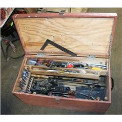 57) BOX WITH LARGE ASSORTMENT OF CARPENTRY TOOLS.