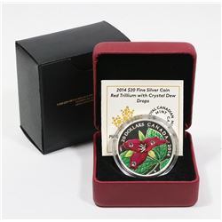 .9999 FINE SILVER $20 COIN RED TRILLIUM CYRSTAL