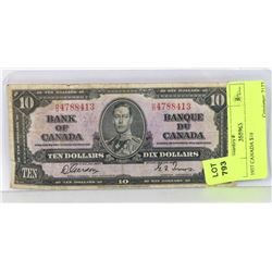 1937 CANADA $10 BILL