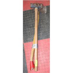 LOT INCLUDING SPLITTING AXE AND 8LB SLEDGE HAMMER