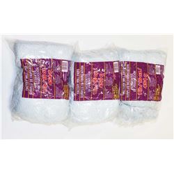 LOT OF 3 BLUE AND WHITE 1 LB BAGS OF 100% ACRYLIC