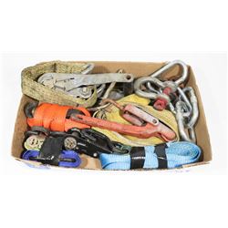 FLAT OF RATCHET STRAPS, CLEVIS, PINS, STRAPS AND