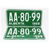Image 1 : SET OF 2 ALBERTA 1968 LICENSE PLATES.