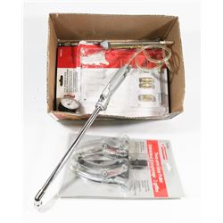 41) BOX OF ASSORTED AIR TOOLS & PULLER.