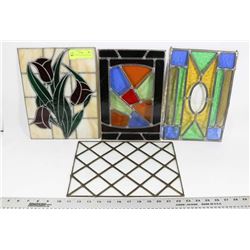 49) 4 ASSORTED STAINGLASS HOME DECOR.