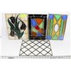 Image 1 : 49) 4 ASSORTED STAINGLASS HOME DECOR.